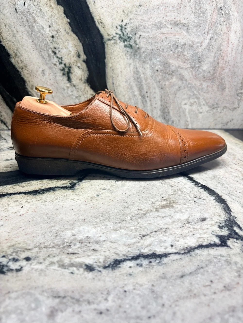 A.Testoni Black Label Brown Leather Cap Toe Oxford Men’s 8 UK 9 US Italy